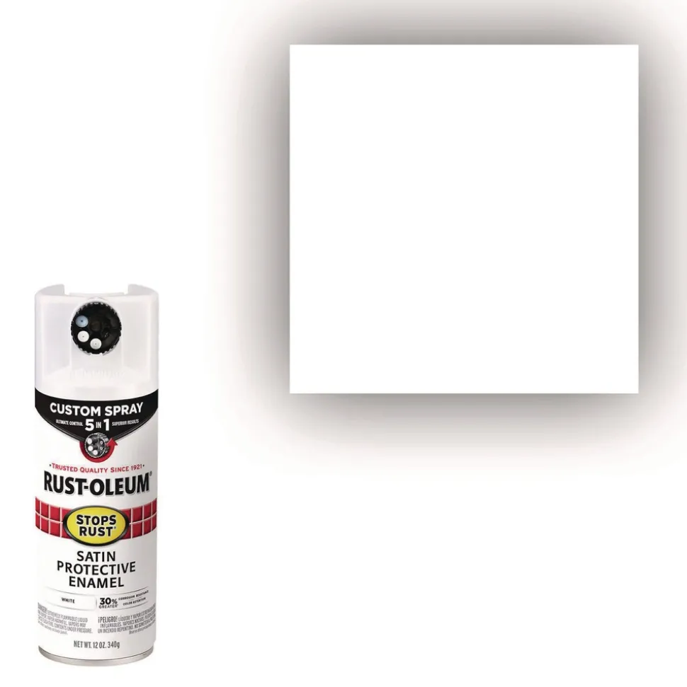 Rust-Oleum Stops Rust 5-in-1 Spray Paint, Satin White, 12 oz Aerosol Can, 6/Carton