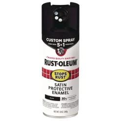 Rust-Oleum Stops Rust 5-in-1 Spray Paint, Satin Black, 12 oz Aerosol Can, 6/Carton