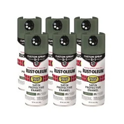 Rust-Oleum Stops Rust 5-in-1 Spray Paint, Satin Earthy Green, 12 oz Aerosol Can, 6/Carton