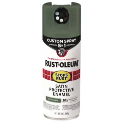 Rust-Oleum Stops Rust 5-in-1 Spray Paint, Satin Earthy Green, 12 oz Aerosol Can, 6/Carton