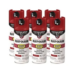 Rust-Oleum Stops Rust 5-in-1 Spray Paint, Gloss Regal Red, 12 oz Aerosol Can, 6/Carton