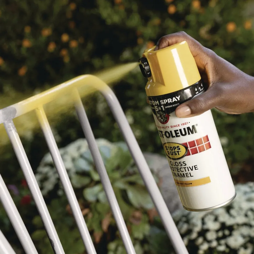 Rust-Oleum Stops Rust 5-in-1 Spray Paint, Gloss Sunburst Yellow, 12 oz Aerosol Can, 6/Carton