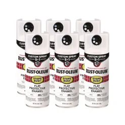 Rust-Oleum Stops Rust 5-in-1 Spray Paint, Flat White, 12 oz Aerosol Can, 6/Carton