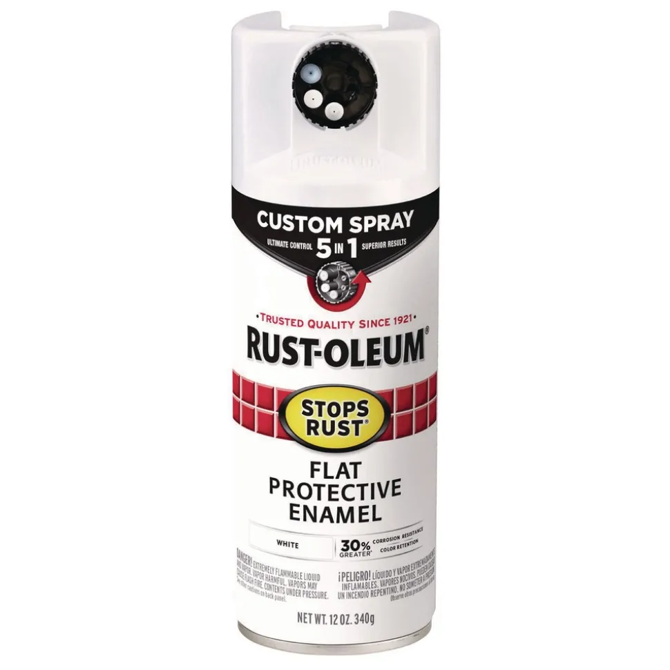 Rust-Oleum Stops Rust 5-in-1 Spray Paint, Flat White, 12 oz Aerosol Can, 6/Carton