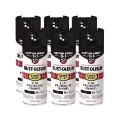 Rust-Oleum Stops Rust 5-in-1 Spray Paint, Flat Black, 12 oz Aerosol Can, 6/Carton