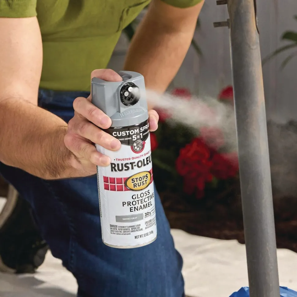 Rust-Oleum Stops Rust 5-in-1 Spray Paint, Satin Coastal Gray, 12 oz Aerosol Can, 6/Carton