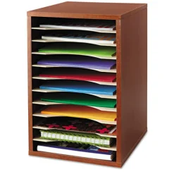 Safco 11 Compartments 10.63 in. x 11.88 in. x 16 in. Wood Desktop Literature Sorter - Cherry