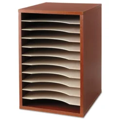 Safco 11 Compartments 10.63 in. x 11.88 in. x 16 in. Wood Desktop Literature Sorter - Cherry