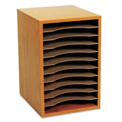 Safco 11 Compartments 10.63 in. x 11.88 in. x 16 in. Wood Vertical Desktop Sorter - Medium Oak