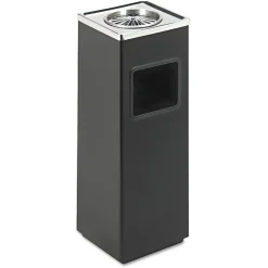 Safco 3 gal. Stainless Steel Square Ash 'N' Trash Sandless Urn - Black