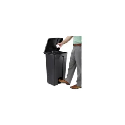 Safco 23 Gallon Large Capacity Plastic Step-On Receptacle - Black