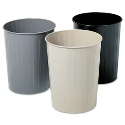 Safco 6 Gallon Round Steel Wastebaskets - Black