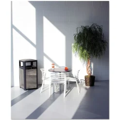 Safco 38 Gallon Steel Evos Series Steel Waste Container - Black