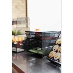 Safco 11.5 in. x 8.25 in. x 8.25 in. 7 Compartments 3 Drawer Hospitality Organizer - Black