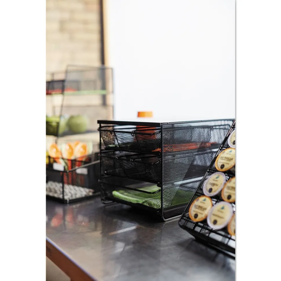 Safco 11.5 in. x 8.25 in. x 8.25 in. 7 Compartments 3 Drawer Hospitality Organizer - Black