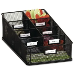 Safco 16 in. x 8.5 in. x 5.25 in. 7 Compartments Steel Mesh Onyx Breakroom Organizers - Black