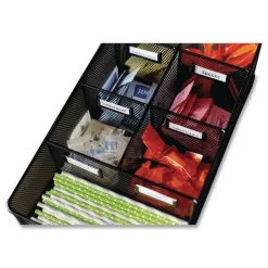 Safco 16 in. x 8.5 in. x 5.25 in. 7 Compartments Steel Mesh Onyx Breakroom Organizers - Black