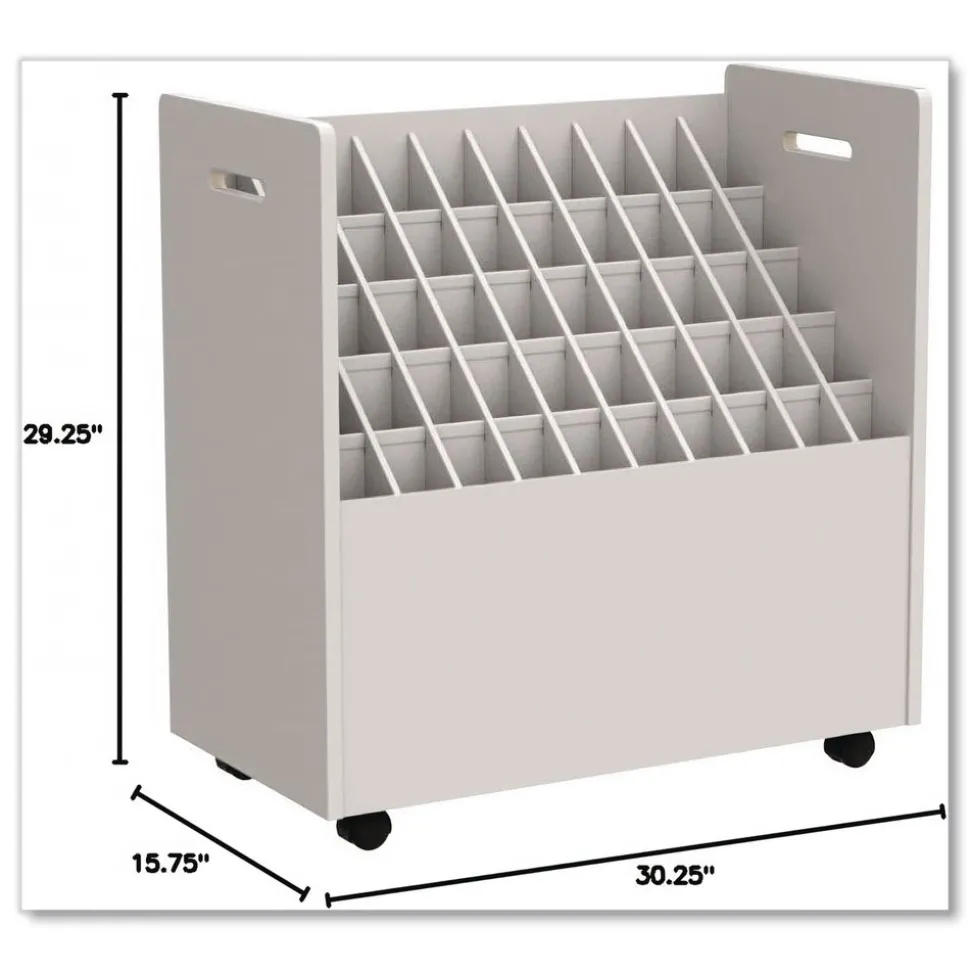 Safco 30.25 in. x 15.75 in. x 29.25 in. 50 Compartments Laminate Mobile Roll Files - Putty
