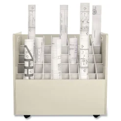 Safco 30.25 in. x 15.75 in. x 29.25 in. 50 Compartments Laminate Mobile Roll Files - Putty