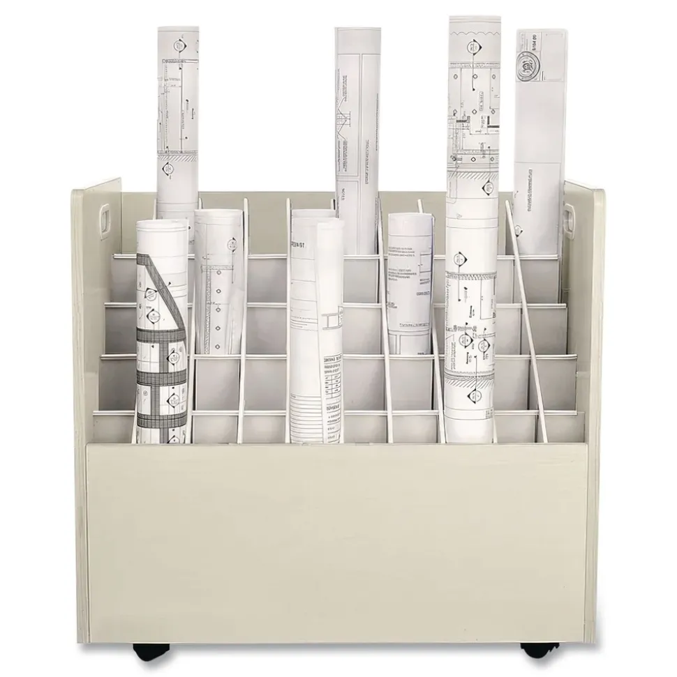 Safco 30.25 in. x 15.75 in. x 29.25 in. 50 Compartments Laminate Mobile Roll Files - Putty