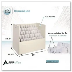 Safco 30.25 in. x 15.75 in. x 29.25 in. 50 Compartments Laminate Mobile Roll Files - Putty