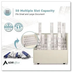 Safco 30.25 in. x 15.75 in. x 29.25 in. 50 Compartments Laminate Mobile Roll Files - Putty