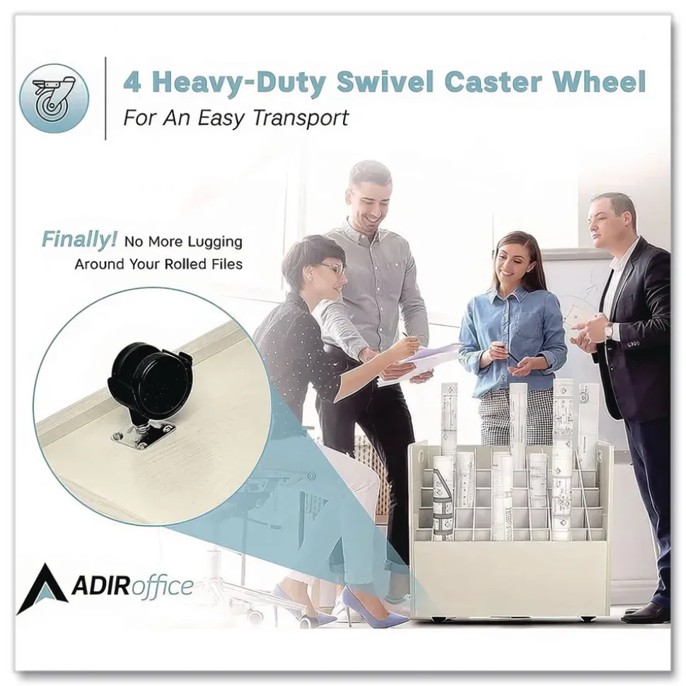 Safco 30.25 in. x 15.75 in. x 29.25 in. 50 Compartments Laminate Mobile Roll Files - Putty