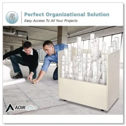 Safco 30.25 in. x 15.75 in. x 29.25 in. 50 Compartments Laminate Mobile Roll Files - Putty