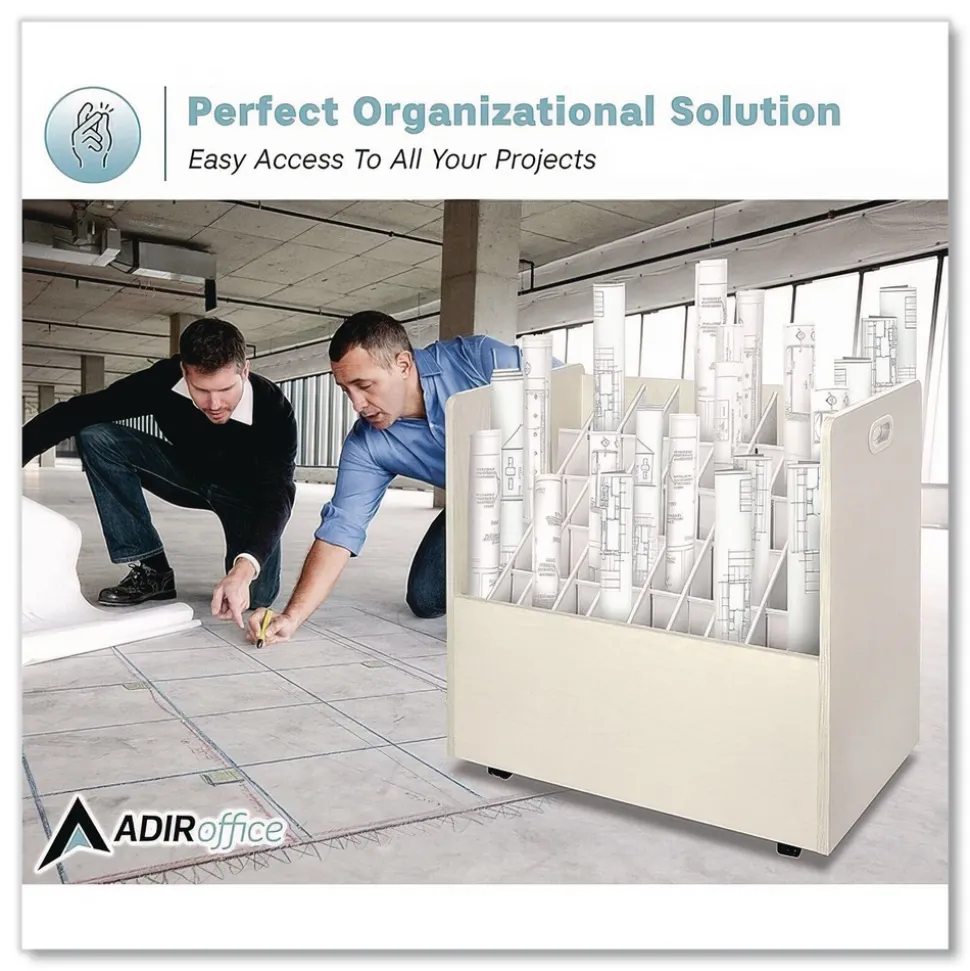 Safco 30.25 in. x 15.75 in. x 29.25 in. 50 Compartments Laminate Mobile Roll Files - Putty