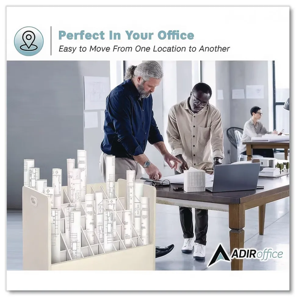 Safco 30.25 in. x 15.75 in. x 29.25 in. 50 Compartments Laminate Mobile Roll Files - Putty