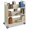 Safco 36 in. x 18.5 in. x 43.5 in. 300 lbs. Capacity 6 Shelves Metal Steel Double-Sided Book Cart - Sand