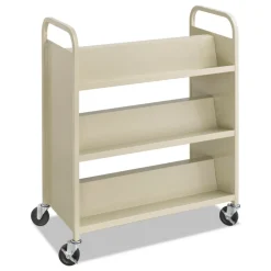 Safco 36 in. x 18.5 in. x 43.5 in. 300 lbs. Capacity 6 Shelves Metal Steel Double-Sided Book Cart - Sand