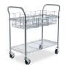 Safco 39 in. x 18.75 in. x 38.5 in. 1 Shelf 1 Bin Dual-Purpose Metal Wire Mail and Filing Cart - Metallic Gray