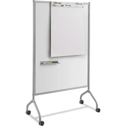 Safco 42 in. x 21.5 in. x 72 in. Impromptu Magnetic Whiteboard Collaboration Screen - Gray/White