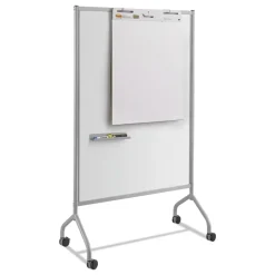 Safco 42 in. x 21.5 in. x 72 in. Impromptu Magnetic Whiteboard Collaboration Screen - Gray/White