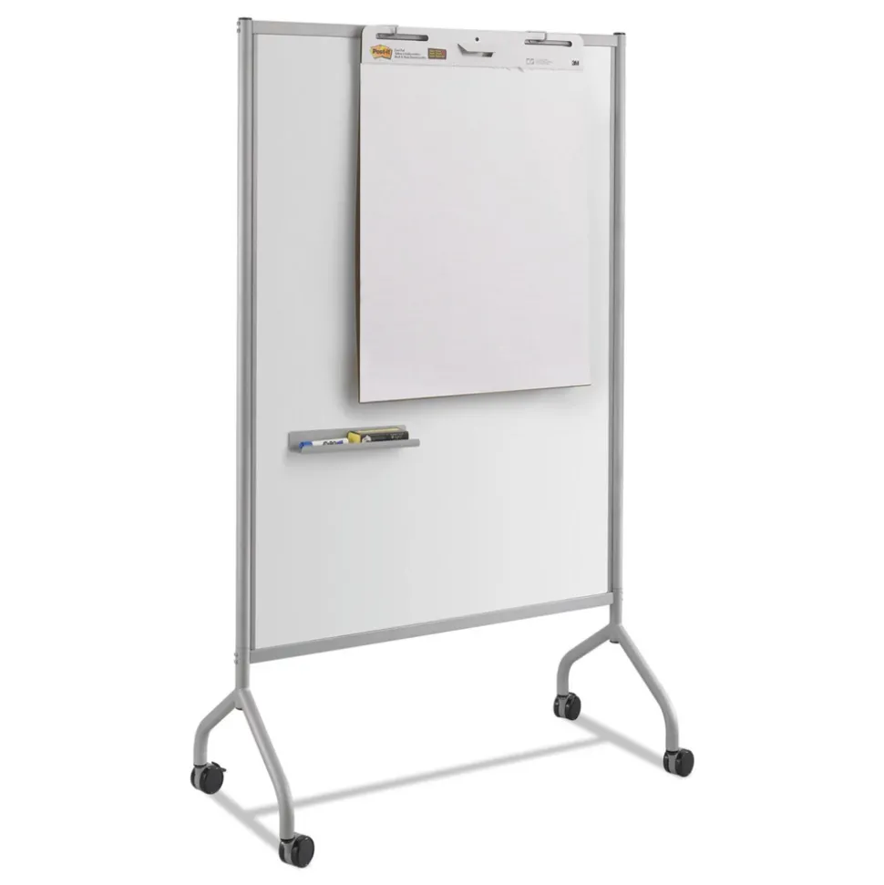 Safco 42 in. x 21.5 in. x 72 in. Impromptu Magnetic Whiteboard Collaboration Screen - Gray/White
