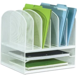 Safco 13.25 in. x 11.5 in. x 13 in. Letter Size Files Onyx Mesh Desk Organizer with 2 Horizontal and 6 Upright Sections - White