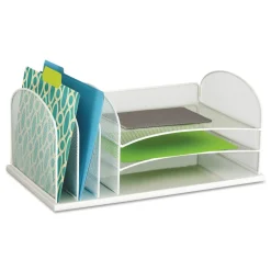 Safco 19.5 in. x 11.5 in. x 8.25 in. Letter Size Files Onyx Desk Organizer with Three Horizontal and Three Upright Sections - White
