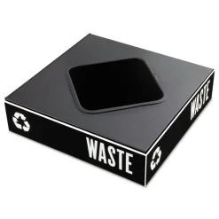 Safco 15.25 in. x 15.25 in. x 2 in. Public Square Recycling Container Lid - Black