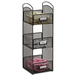 Safco 6 in. x 6 in. x 18 in. Steel Mesh 3 Compartments Onyx Breakroom Organizers - Black