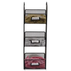 Safco 6 in. x 6 in. x 18 in. Steel Mesh 3 Compartments Onyx Breakroom Organizers - Black