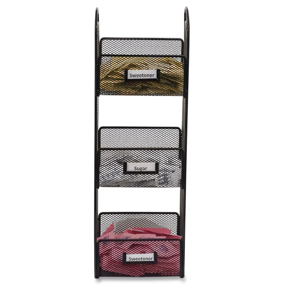 Safco 6 in. x 6 in. x 18 in. Steel Mesh 3 Compartments Onyx Breakroom Organizers - Black