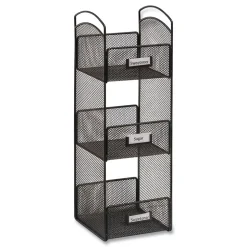 Safco 6 in. x 6 in. x 18 in. Steel Mesh 3 Compartments Onyx Breakroom Organizers - Black