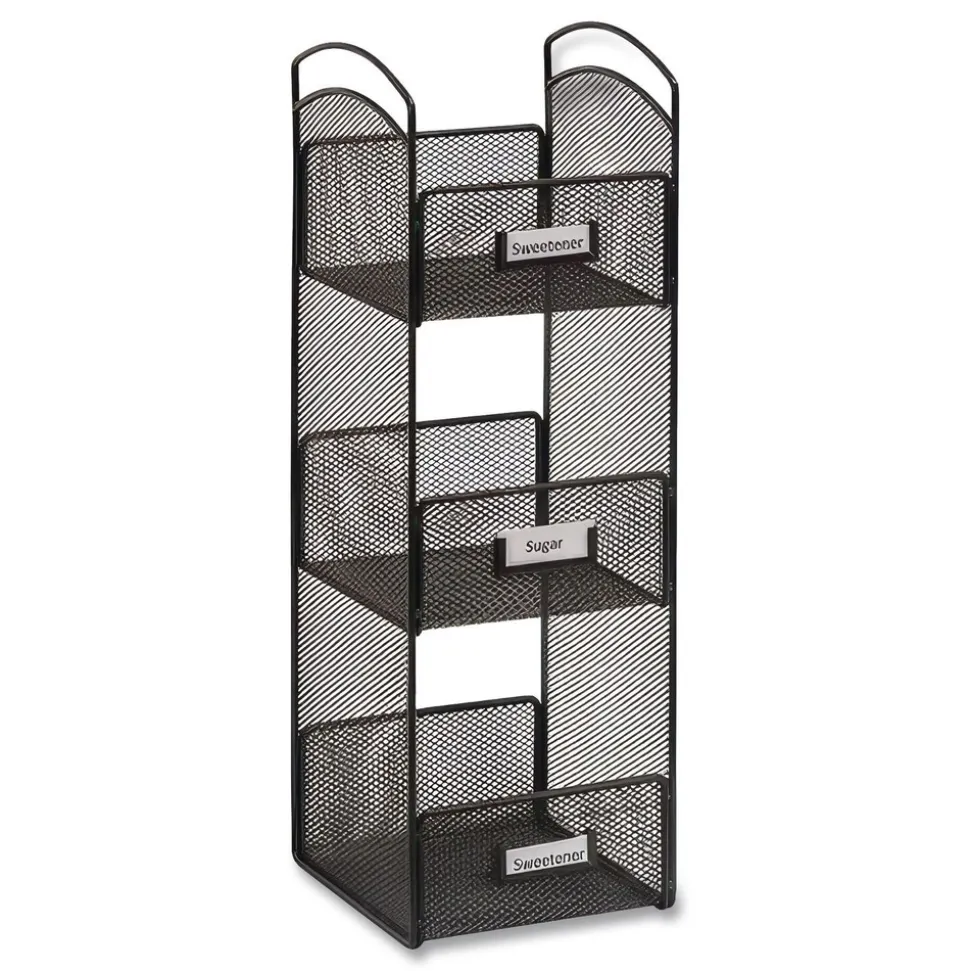 Safco 6 in. x 6 in. x 18 in. Steel Mesh 3 Compartments Onyx Breakroom Organizers - Black