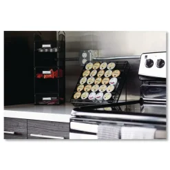 Safco 6 in. x 6 in. x 18 in. Steel Mesh 3 Compartments Onyx Breakroom Organizers - Black