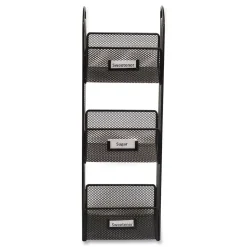 Safco 6 in. x 6 in. x 18 in. Steel Mesh 3 Compartments Onyx Breakroom Organizers - Black