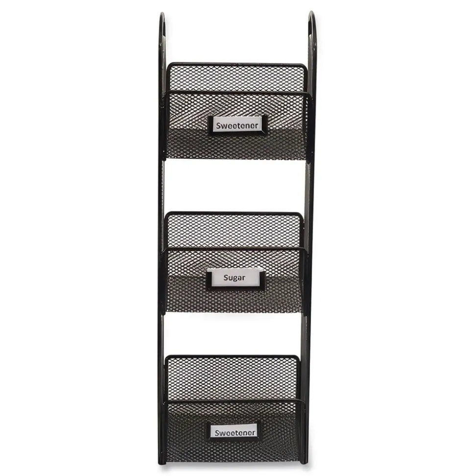 Safco 6 in. x 6 in. x 18 in. Steel Mesh 3 Compartments Onyx Breakroom Organizers - Black
