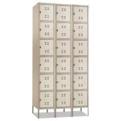 Safco 36 in. x 18 in. x 78 in. Three-Column Box Locker - Two-Tone Tan