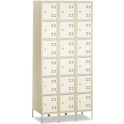 Safco 36 in. x 18 in. x 78 in. Three-Column Box Locker - Two-Tone Tan