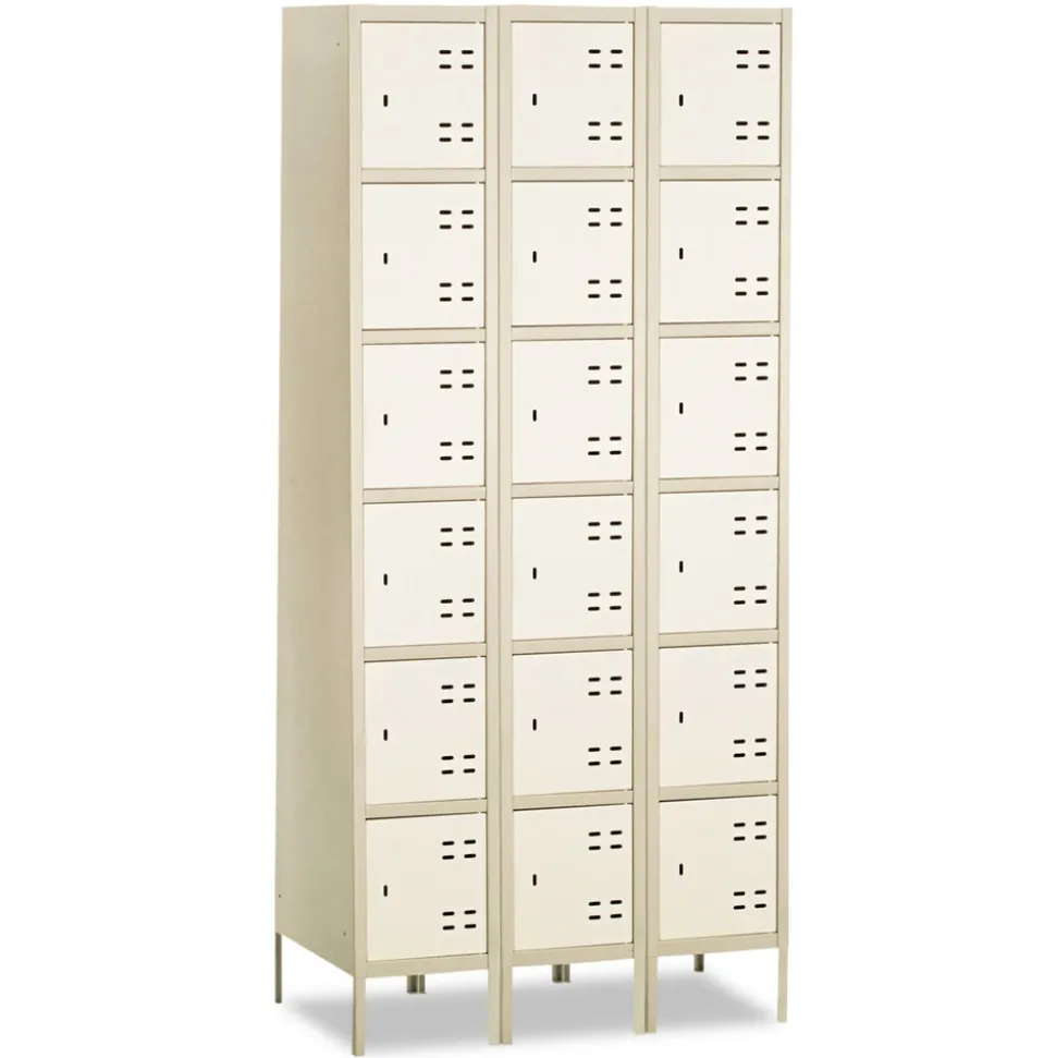 Safco 36 in. x 18 in. x 78 in. Three-Column Box Locker - Two-Tone Tan